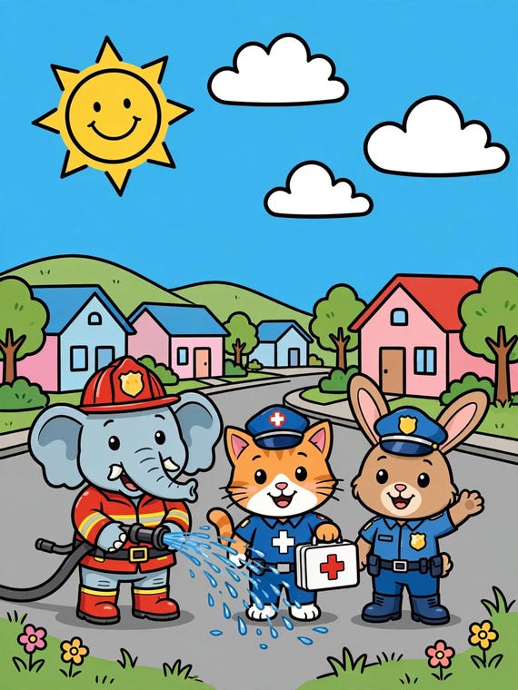 Animal Community Helpers Coloring Pages, 45 Printable Kids Sheets (Digital Download)
