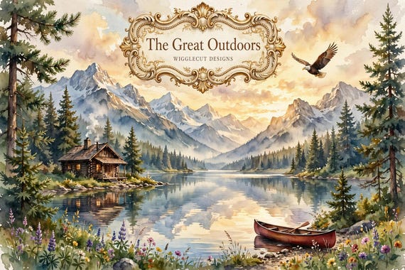 Outdoor Adult Coloring Pages – 22 Landscape Nature Scenes (Digital Download)