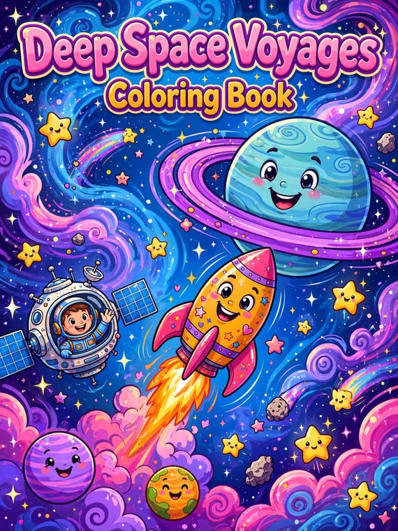 Space Coloring Pages for Kids, 45 Printable Outer Space Coloring Sheets, Astronaut Rocket Planets Activity Bundle, Digital Download