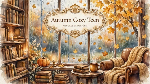 Autumn Cozy Teen Coloring Pages Pack (25 Printable)