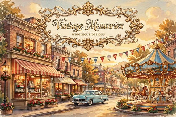 Vintage Memories Adult Coloring Pages Pack (22 Printable)