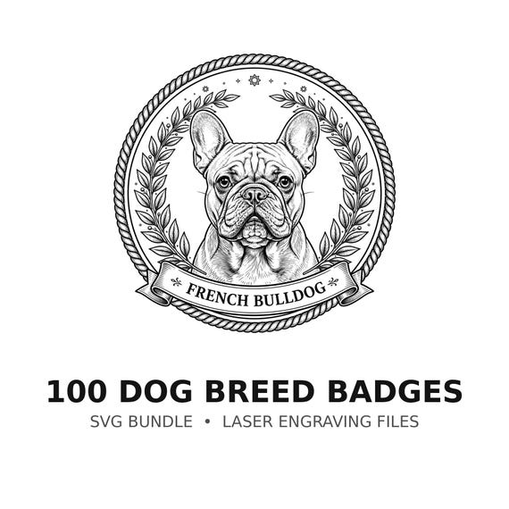 100 Dog Breed Portrait SVG Bundle, Laser Engraving Files (Digital Download)