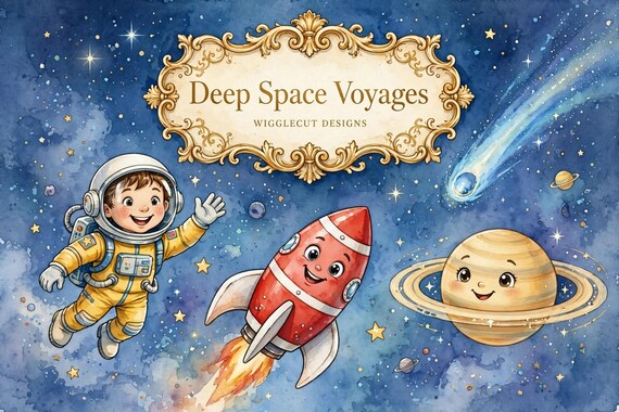 Deep Space Voyages Coloring Pages for Kids, 45 Printable Space Activity Bundle (Digital Download)