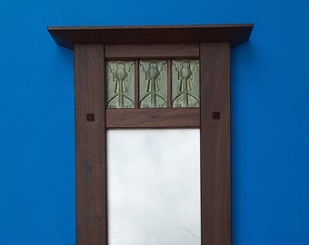 Thistle Tile Decorative Mirror: Handmade Arts and Crafts Style