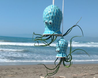 Mom and Baby Octopus Hanging Air Planters, Indoor/Outdoor Planters, Ocean lover