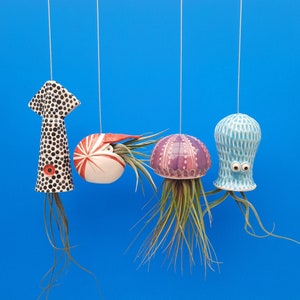 An Octopus Garden of Large Hanging Air Planters, Mother's Day Gift image 1