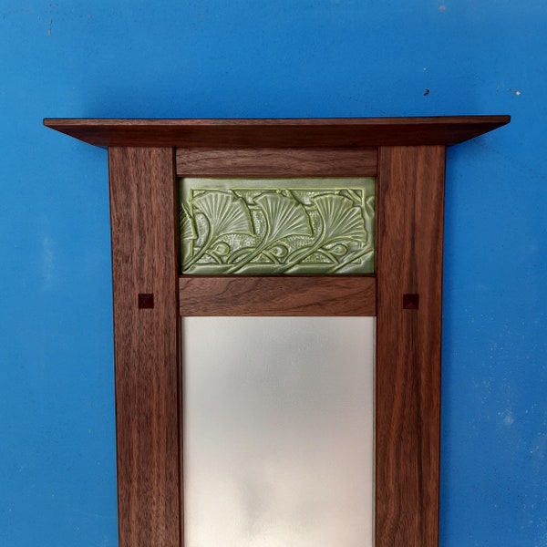 Ginkgo Decorative Mirror in the Arts and Crafts Tradition, Craftsman Home, Bungalow Home, Heirloom Gift