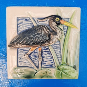 Great Blue Heron Tile, Arts and Crafts Style image 2