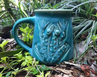 Toad, Handmade Coffee Cup, Turquoise Matt, Mother's Day Gift