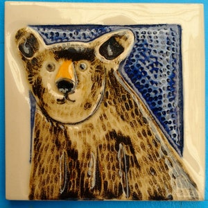 Black Bear,  Tile, 4&quot;, handmade, porcelain, bathroom, backsplash, display