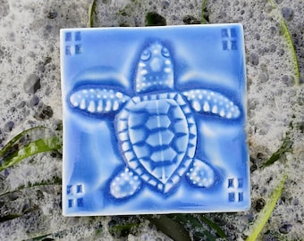 Baby Sea Turtle Hand Made Tile, Bathroom Tile, Bungalow Style