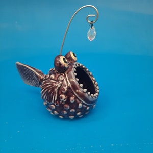 Mini Angler Fish Planters, Air Plants Holder,  Plant Lover, Fish Art, Crystal