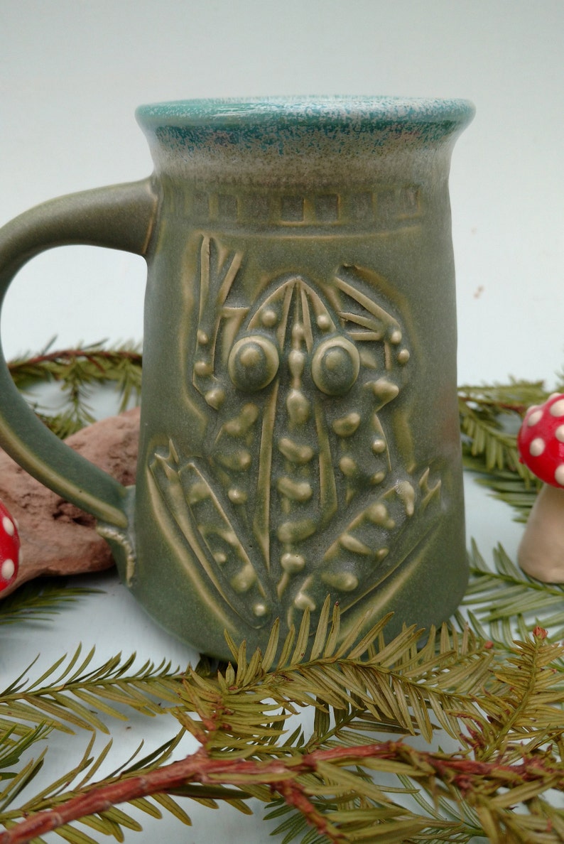 Toad Mug, Arts and Crafts Style, Handmade, Toad Lover image 4