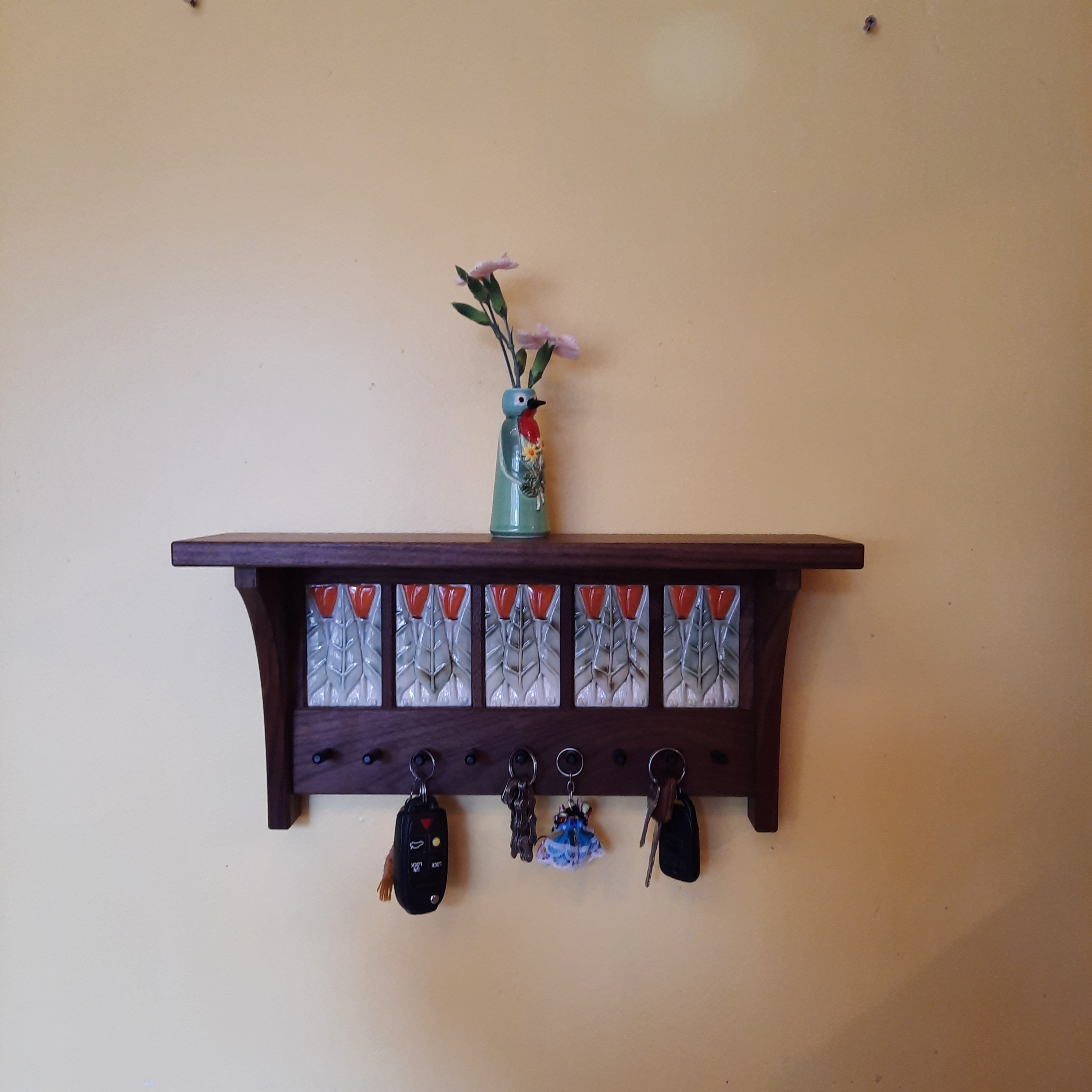Key Racks Handmade Key Rack and Shelf With Handmade Arts and Crafts Knot Tiles, Mission ...