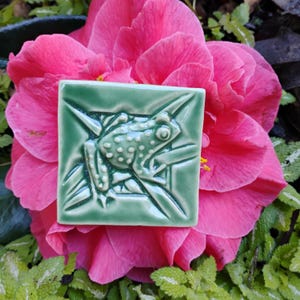 Handmade Frog Tile, Arts and Crafts Style