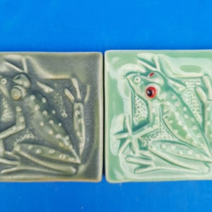 Red Eyed Frog, Handmade, Arts and Crafts Style, 2 1/4&quot;  x 2 1/4&quot;