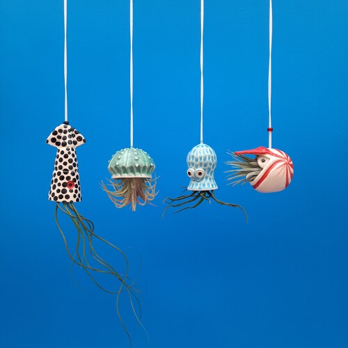 An Octopus Garden Collection of 4 Mini Hanging Air Planters, Mother's Day Gift