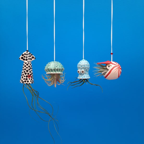 An Octopus Garden Collection of 4 Mini Hanging Air Planters, Mother's Day Gift