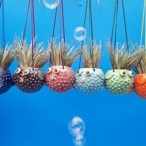 Hanging Puffer Fish Planters,   Gift