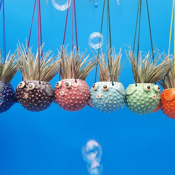 Hanging Puffer Fish Planters,  Mother's Day Gift