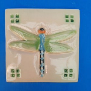 Arts and Crafts, Mission Style, Dragonfly, Hand Made Tile