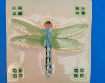 Arts and Crafts, Mission Style, Dragonfly, Hand Made Tile