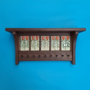California Poppy Key Rack Shelf: Handmade Arts & Crafts Style