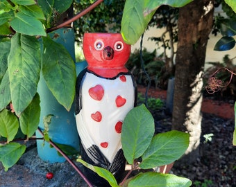 Jarrón de cogollos de pájaro carpintero de cabeza roja, regalo de observador de aves, jarrón de flores de pájaro, regalo del Día de la Madre