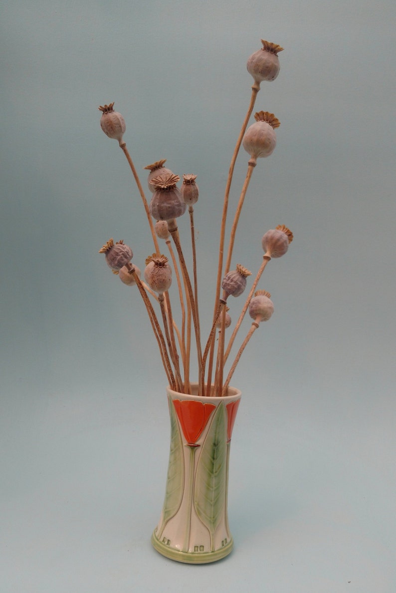Arts and Craft Mission Style Orange California Poppy Vase Etsy