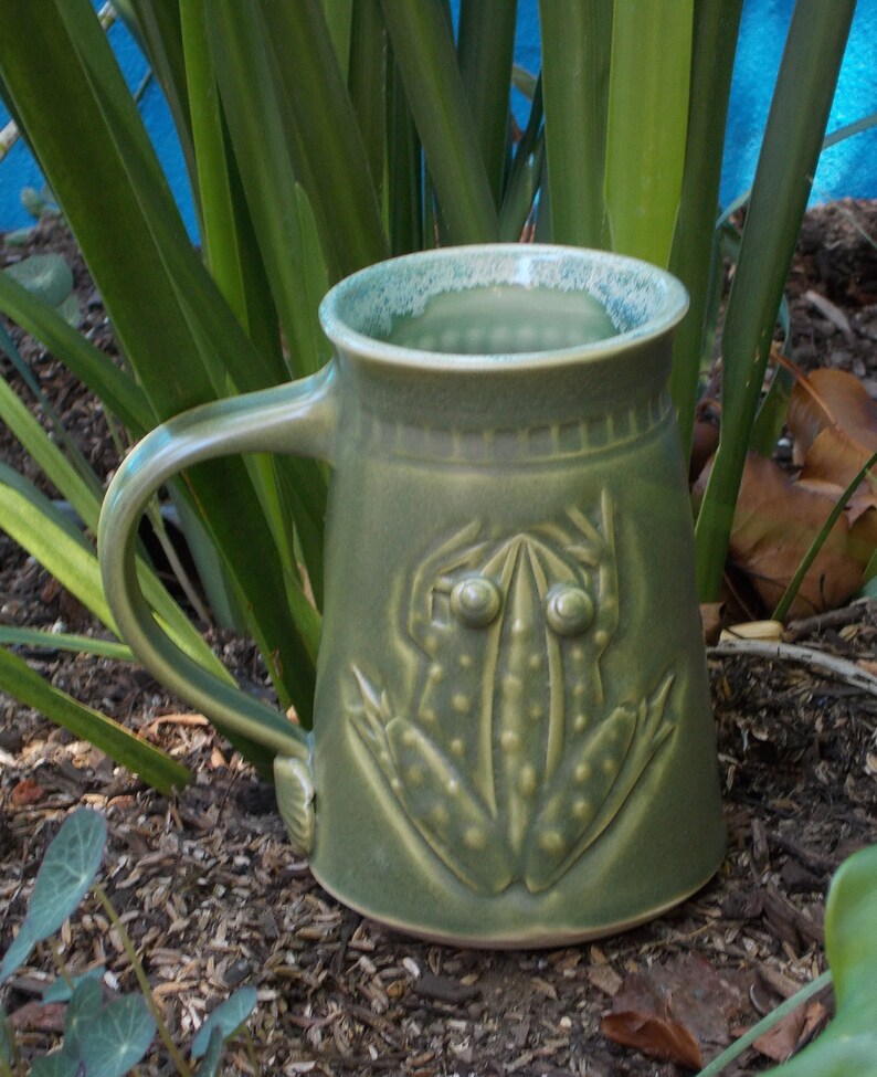 Toad Mug, Arts and Crafts Style, Handmade, Toad Lover image 8