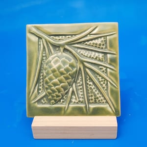 Pine Cone Handmade Tile, Arts and Crafts Style