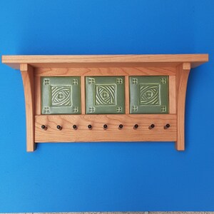 Key Rack and Shelf With Handmade Arts and Crafts Knot Tiles, Mission ...