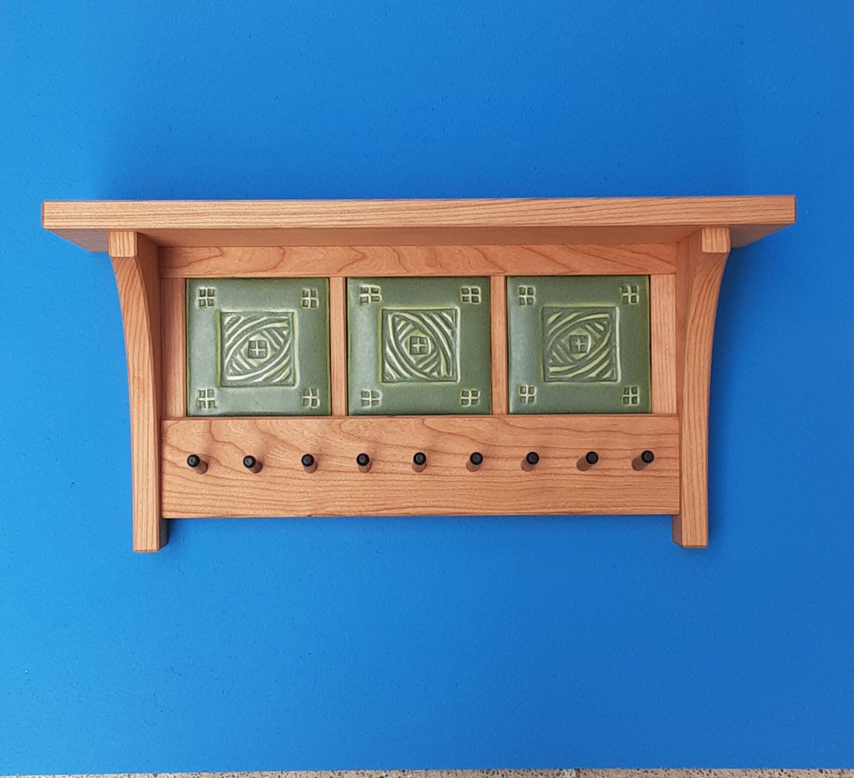 Key Racks Handmade Key Rack and Shelf With Handmade Arts and Crafts Knot Tiles, Mission ...