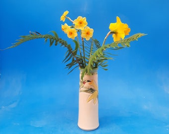 Arts and Craft  Mission Style, Daffodil, Hummingbird, Frog and Bee Vase, Mother's Day Gift