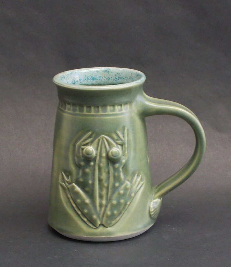 Large Toad Mug, Arts and Crafts Style, Handmade, Toad Lover image 3