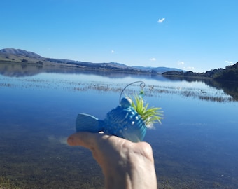 Mini plantadores de peces pescadores, soporte de plantas de aire, amante de las plantas, arte de peces, cristal, regalo del Día de la Madre