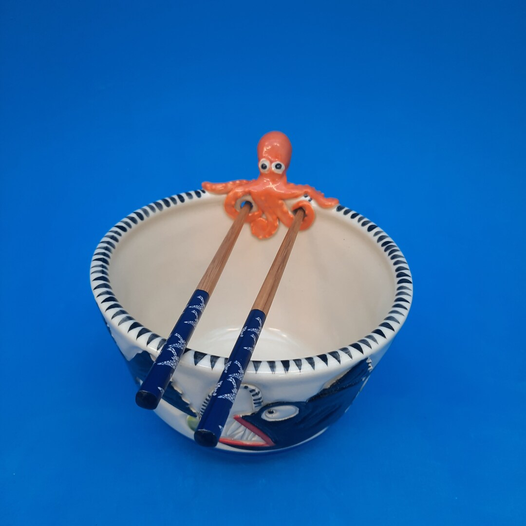 Octopus and Anglerfish Rice Bowl, Chopstick Bowl, Ramen Bowl, Pho Bowl