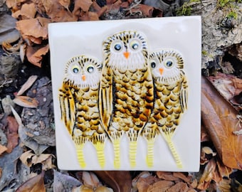 Burrowing Owl, Hand Made Tile