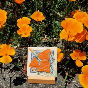 California Poppy , Arts and Crafts Mission Style Tile - Etsy
