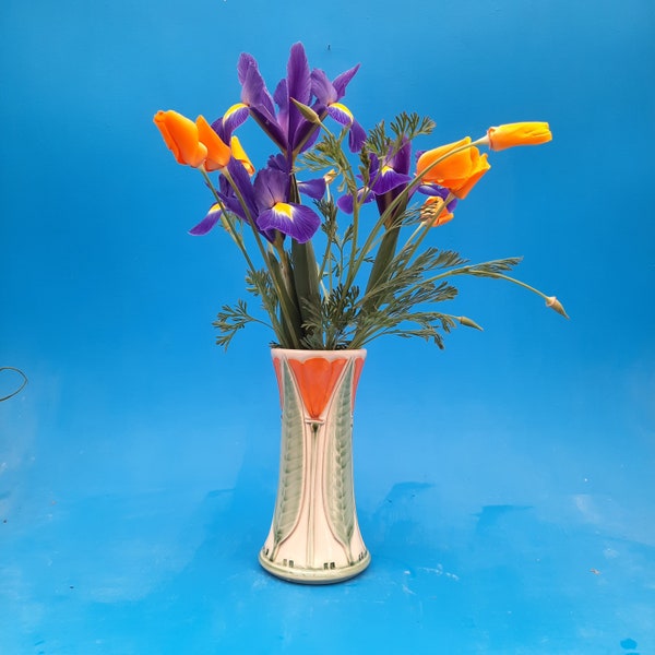 California Poppy Vase, Wildflower Vase,  Arts and Crafts Style