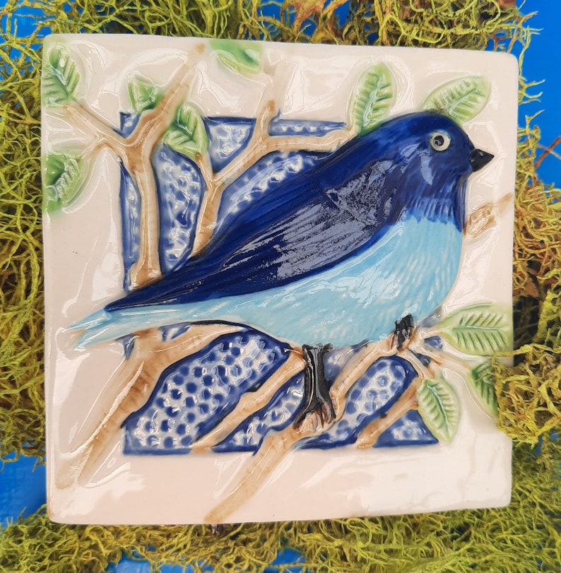 Hand Made Bluebird Tile Etsy