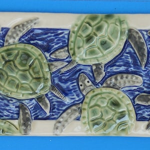 Sea Turtle Hand Made Subway Tile