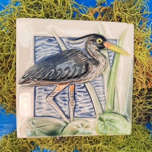 Great Blue Heron Tile, Arts and Crafts Style image 1