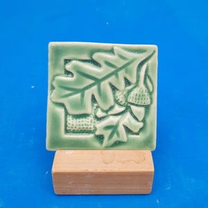 Oak Leaf and Acorn Tile, Handmade, Arts and Crafts Style, 2 1/4"  x 2 1/4"