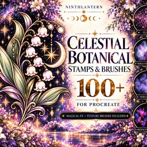 243 Celestial Botanical Stamps & Magical Texture Brushes for Procreate