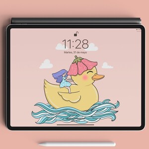 ゴム製のアヒルに乗って旅するデジタル壁紙 | iPhone/Android の壁紙 | タブレット/iPad の背景 | すぐにダウンロード