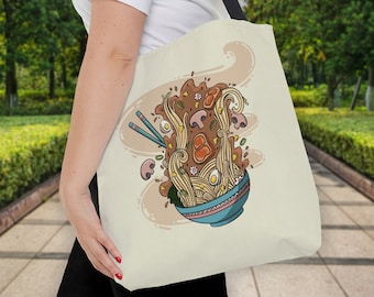 Ramen Bowl Tote Bag, Shopping Bag, Beach Bag, Food Tote Bag, Reusable Bag, Noodles, Eco Friendly Bag, Beach Bag