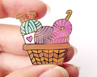 Yarn Basket Enamel Pin - Crochet - Knit -  Craft - Accessory - Decor -Lapel Pin - Cloisonne Pin - Hard Enamel - Brooch