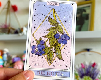The Fruits - Tarot Card Holographic Sticker - Oracle Sticker - Cute Die Cut Stickers