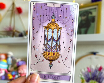 Holographic Tarot Card Sticker: The Light, Handmade Die Cut